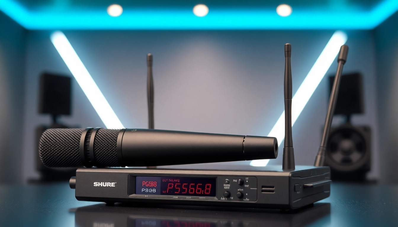 The PG88 wireless microphone and receiver setup highlighting Shure PG88's durable build and professional audio equipment technology for performances and events.