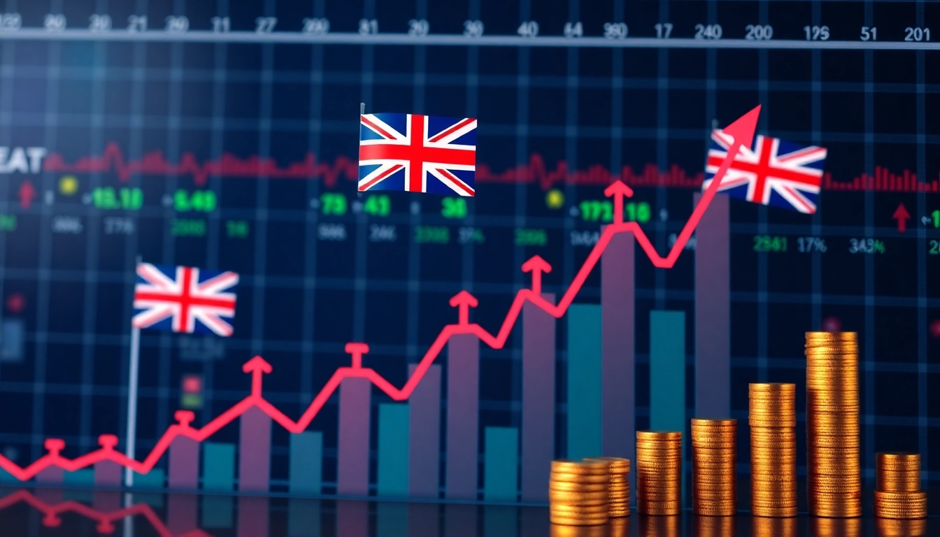 Live UK Stock Market News updates with financial charts and market analysis visuals