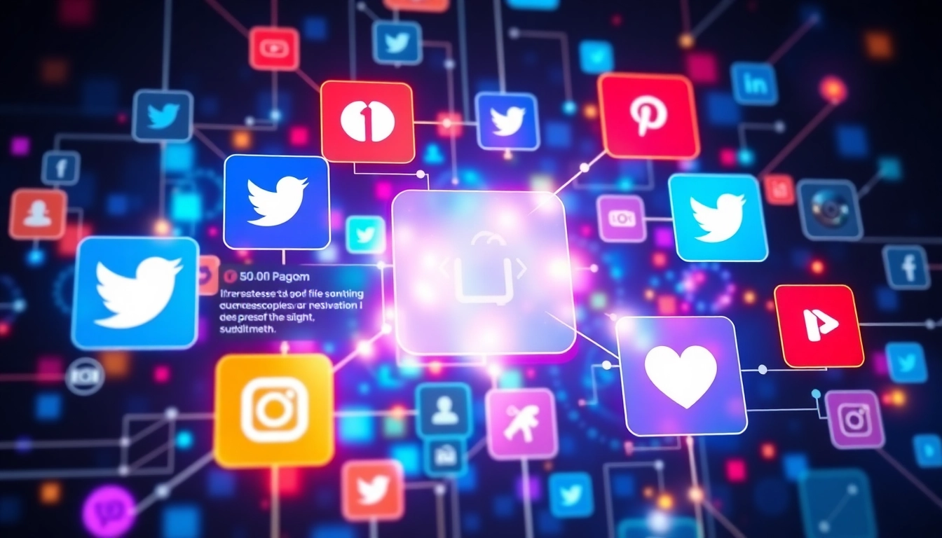 Visual illustrating latest social network updates with vibrant icons and dynamic visuals to